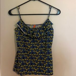 Spaghetti strap size large blue with floral design